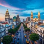 Uma rua movimentada de São Paulo cheia de marcos icônicos e cultura vibrante