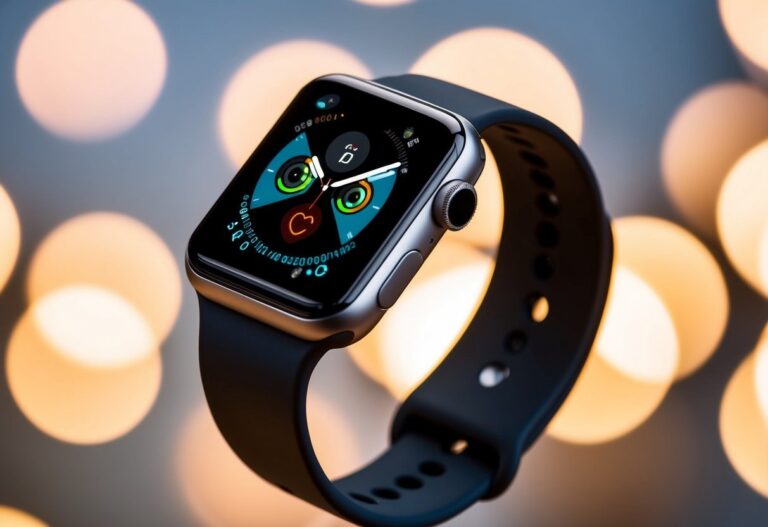 Um smartwatch com sensores de bioimpedância em uma pulseira elegante e moderna