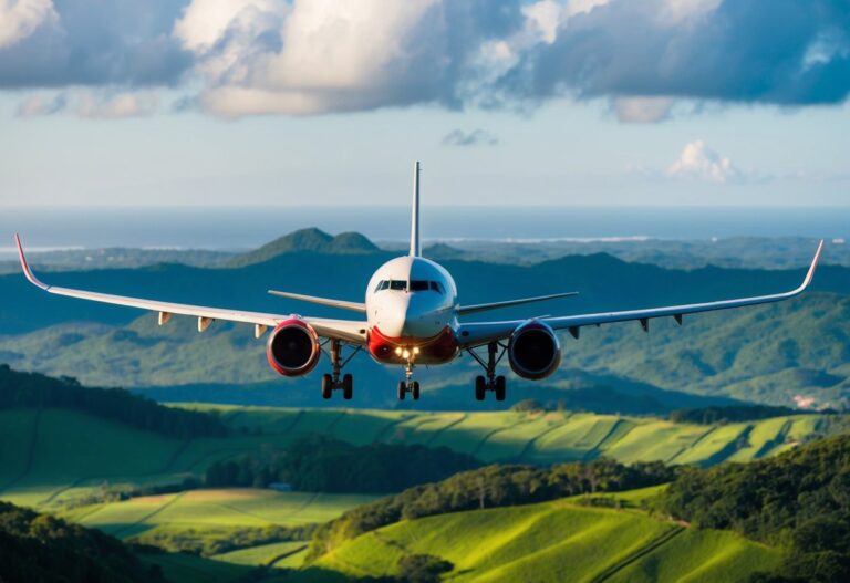 Um avião voando sobre a paisagem verdejante do Panamá ao Brasil